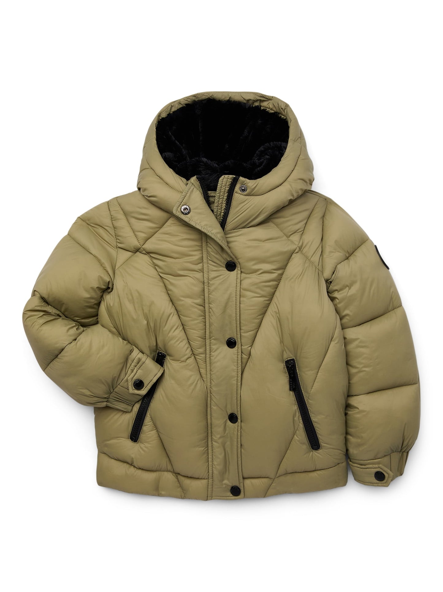 Madden NYC Girls High Collar Puffer Jacket with Hood, Heavyweight, Sizes 4-16