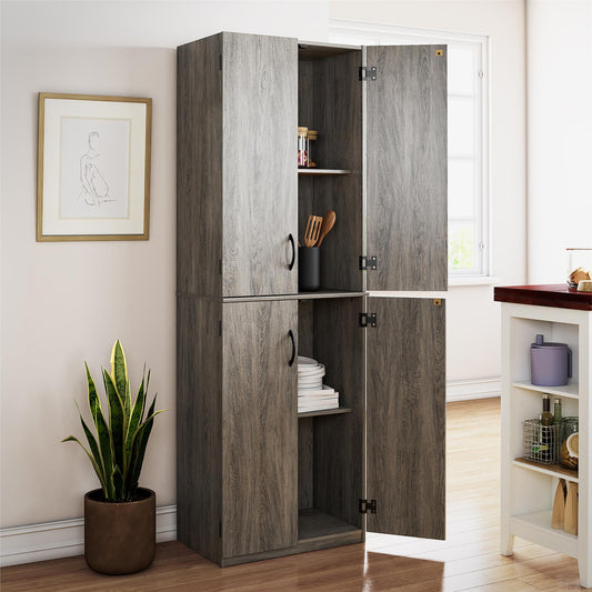 Mainstays 72" 4-Door Storage Cabinet, Gray