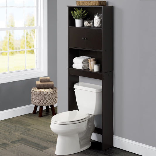 Mainstays Over-The-Toilet Bathroom Space Saver Storage Cabinet, 3 Shelves, Espresso