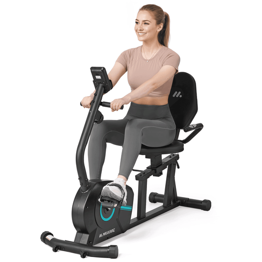 MaxKare Recumbent Exercise Bike with Arm Workout for Indoor, 8 Levels Magnetic Resistance & Seat Adjustable, Silent Stationary Bike for Adult & Seniors, 300lbs