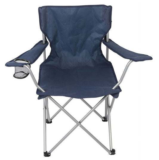 Ozark Trail Basic Quad Folding Camp Chair with Cup Holder, Navy, Adult
