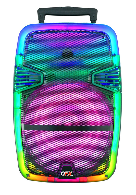 QFX Wireless Bluetooth Rechargeable Portable Speaker with Party Lights, Multicolor, TMS-1560