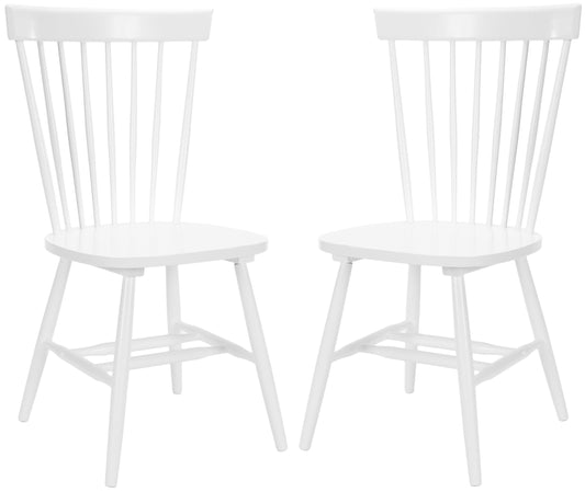 SAFAVIEH Parker Solid 17 in. H Spindle Dining Chair, White, Set of 2