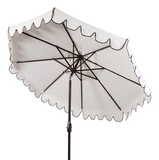 Safavieh Venice 9' Market Crank Tilt Patio Umbrella, White/Black