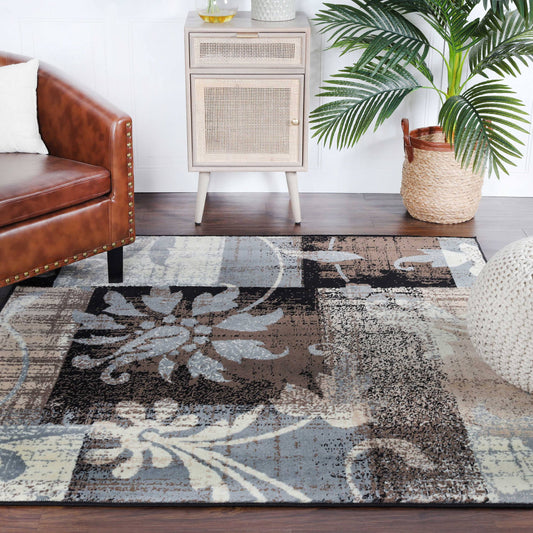 Superior Pastiche Floral Indoor Area Rug, 5' x 5' Square, Beige