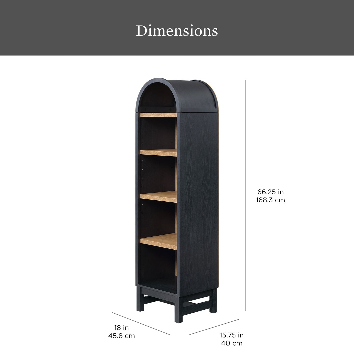 Better Homes & Gardens Juliet Narrow Arch Bookcase, Rich Black Finish