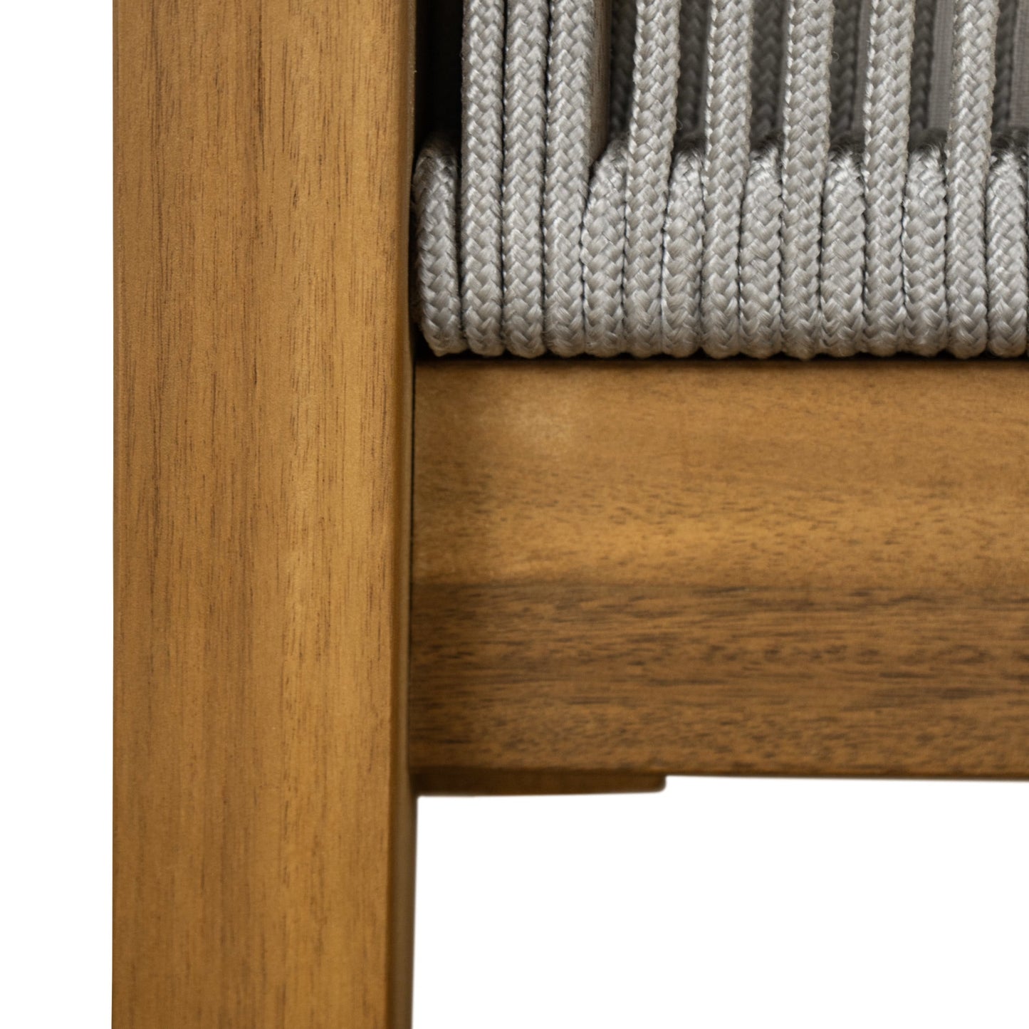 Thorneas Outdoor Patio Club Chairs, Acacia Wood, Rope Weave, Beige + Teak