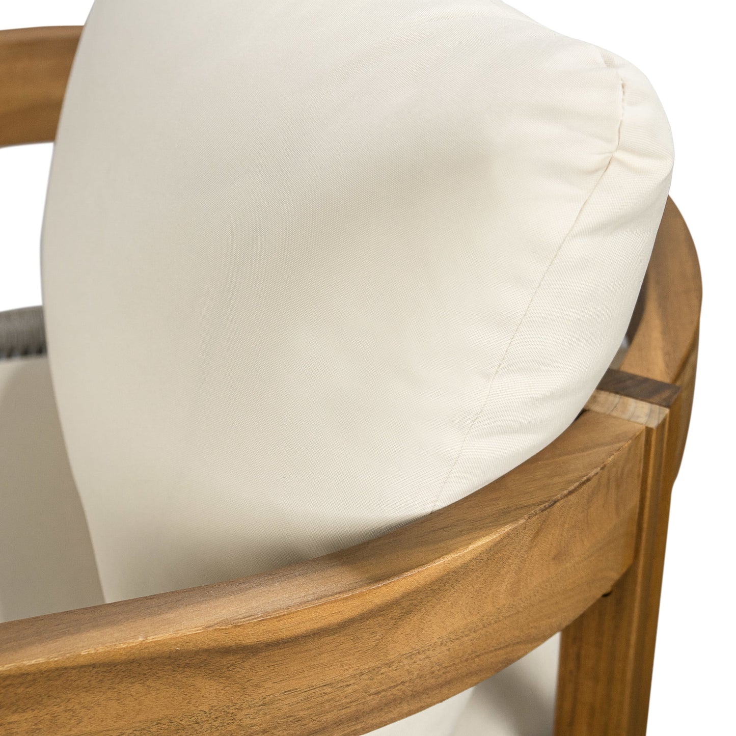 Thorneas Outdoor Patio Club Chairs, Acacia Wood, Rope Weave, Beige + Teak