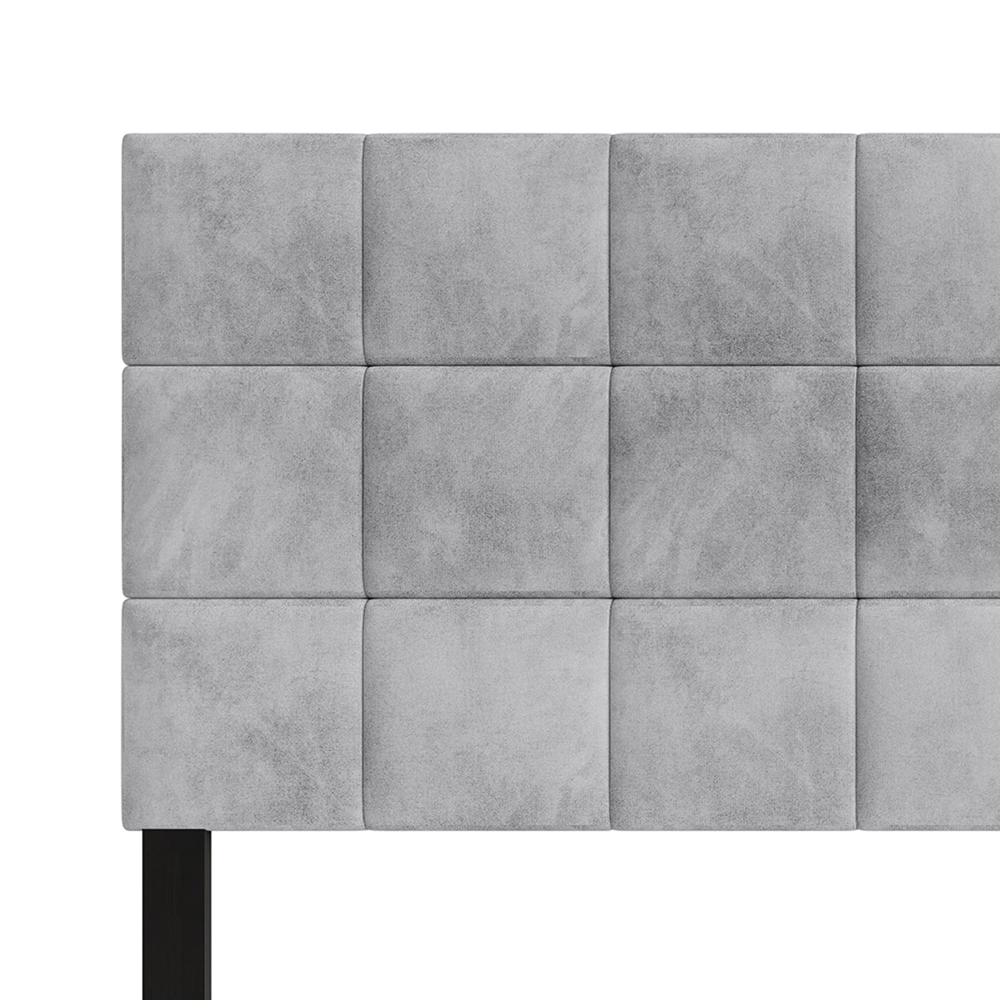 Castle Place Classic Sqaure Tufted Velvet Upholstered King Headboard, Silver Grey