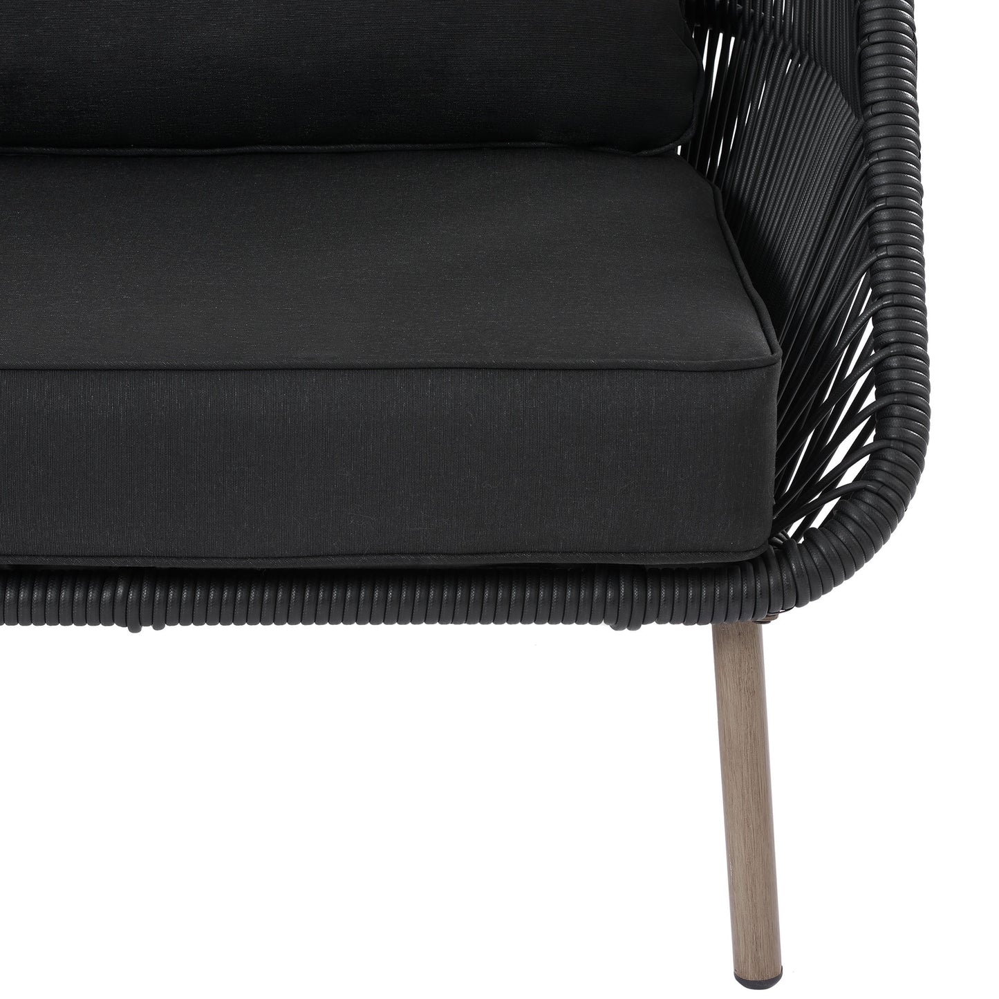Better Homes & Gardens Tarren Wicker Outdoor Accent Chair with Cushions, Black