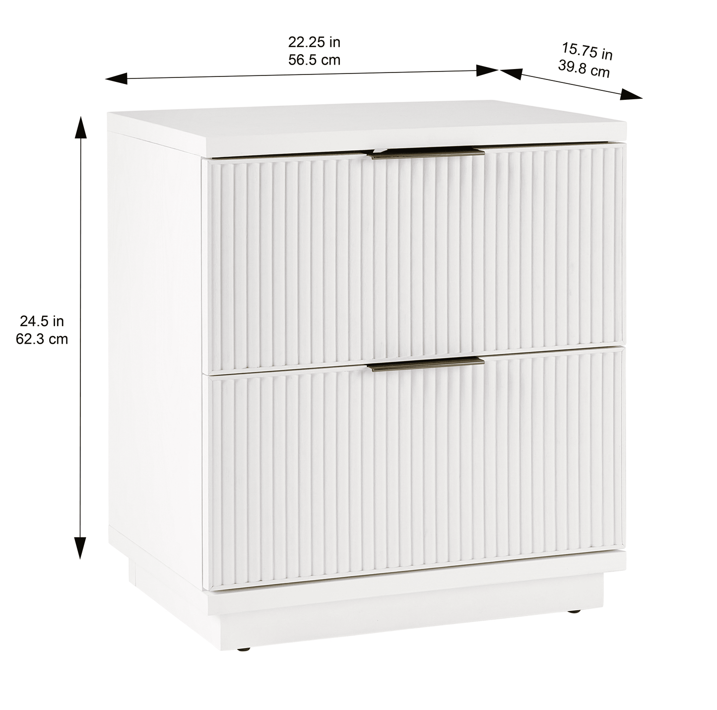 Better Homes & Gardens Lillian Fluted 2-Drawer Nightstand with USB, White Finish