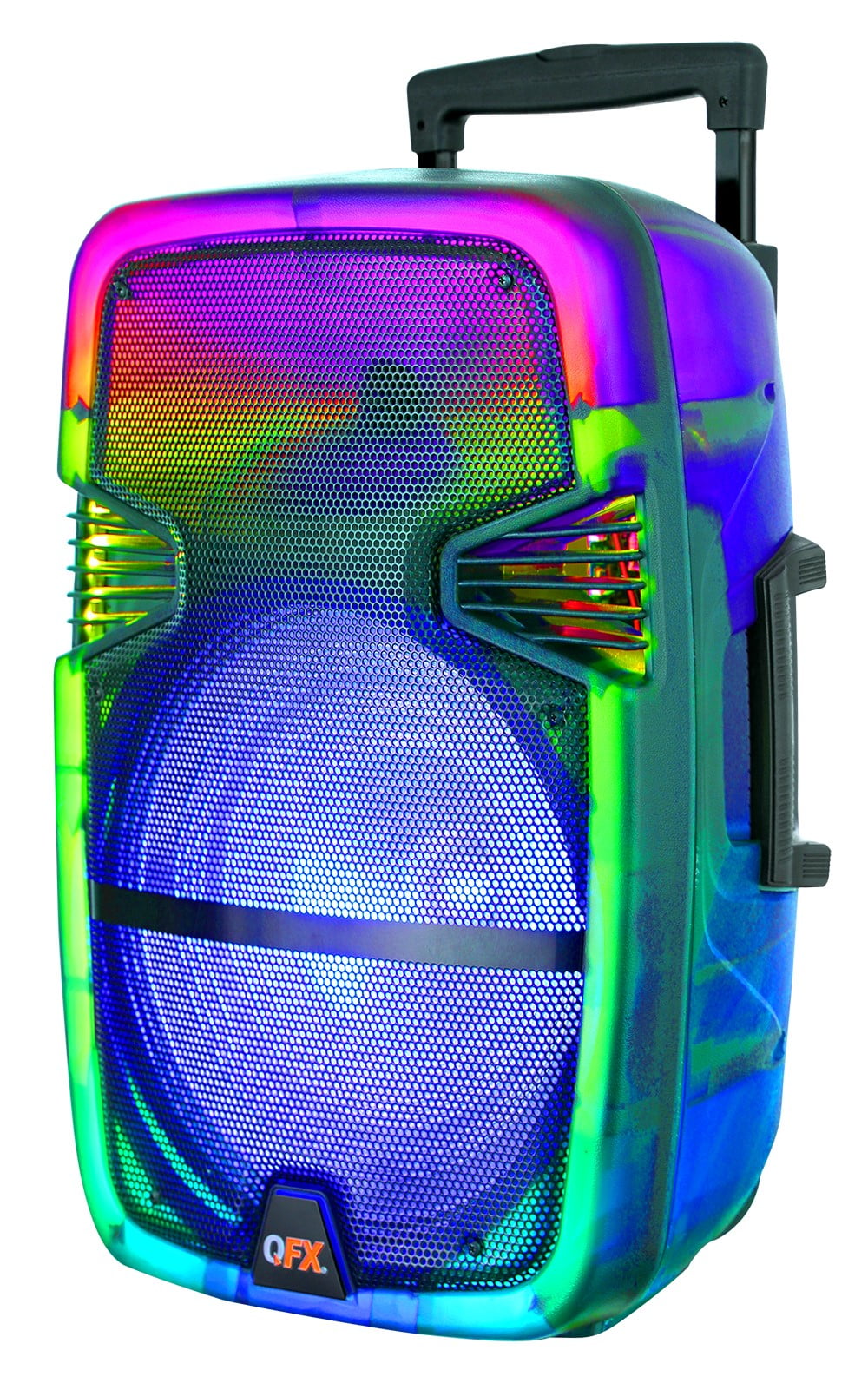 QFX Wireless Bluetooth Rechargeable Portable Speaker with Party Lights, Multicolor, TMS-1560