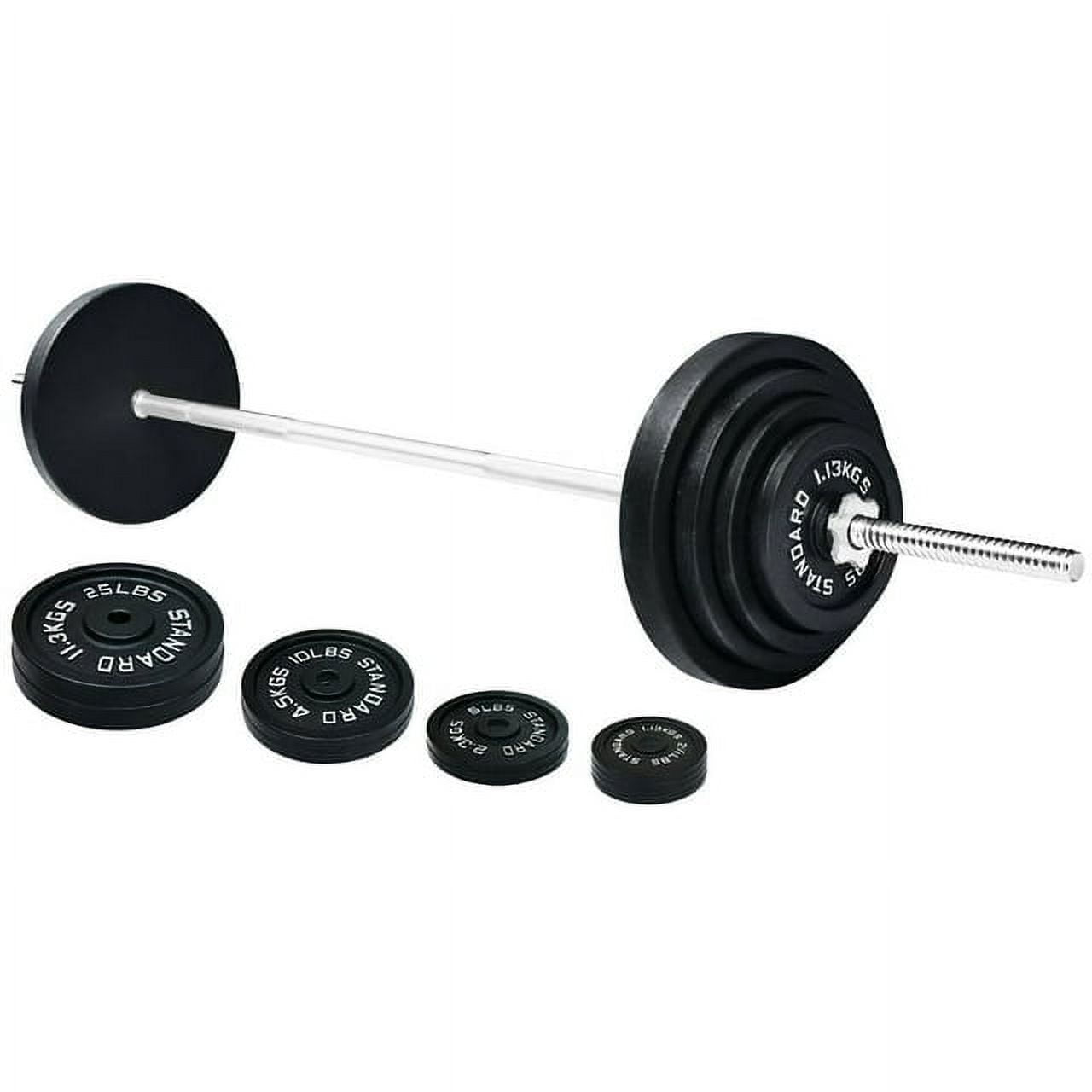BalanceFrom Cast Iron Standard Weight Including 5FT Sectional Standard Barbell with Star Locks, 95-Pound Set