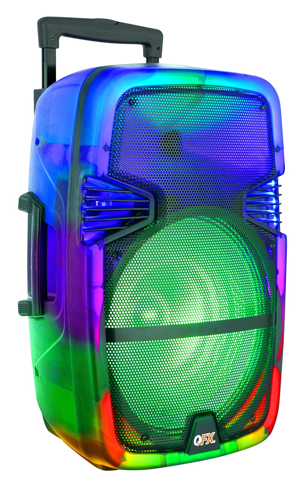 QFX Wireless Bluetooth Rechargeable Portable Speaker with Party Lights, Multicolor, TMS-1560