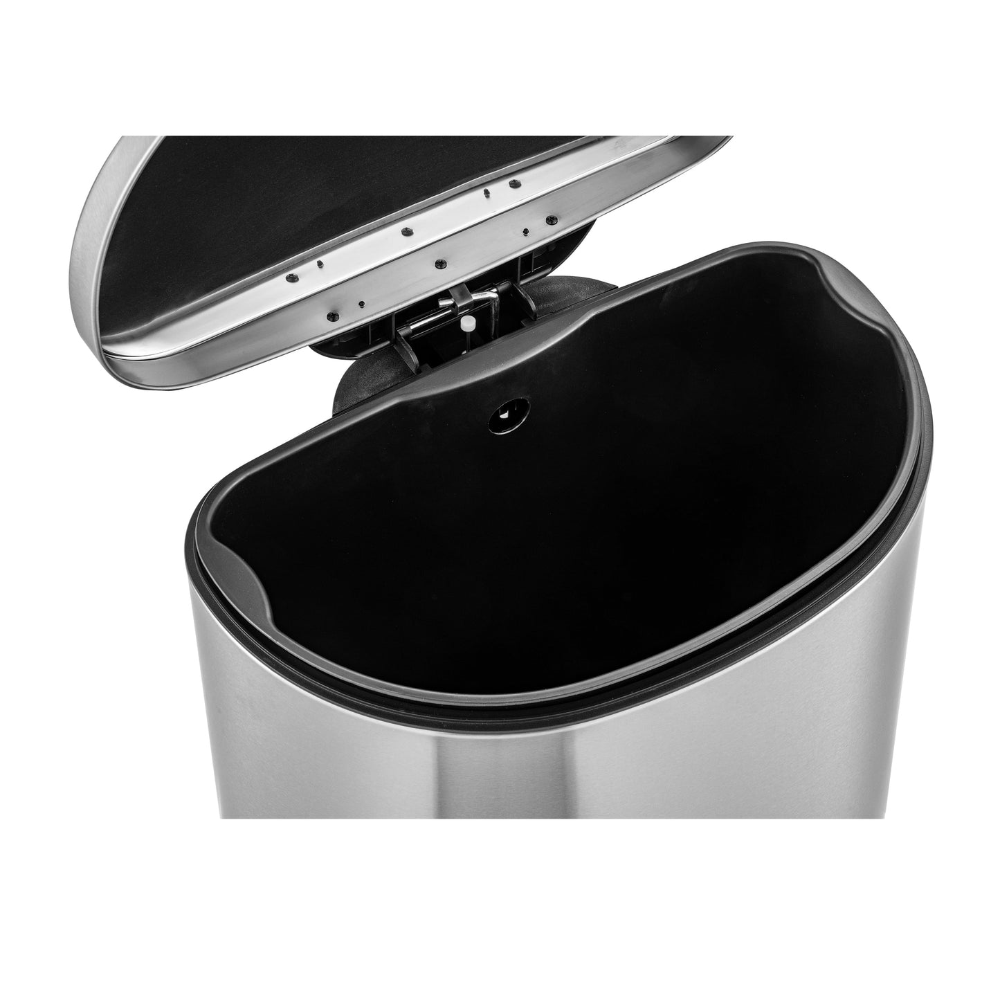 Qualiazero 13.2 Gallon Trash Can, D-Shape Step On Kitchen Trash Can, Stainless Steel