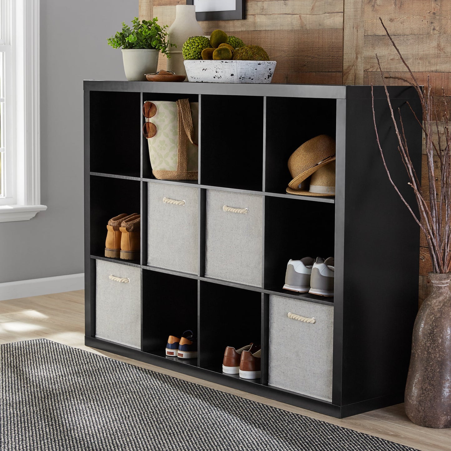 Better Homes & Gardens 12-Cube Storage Organizer, Solid Black