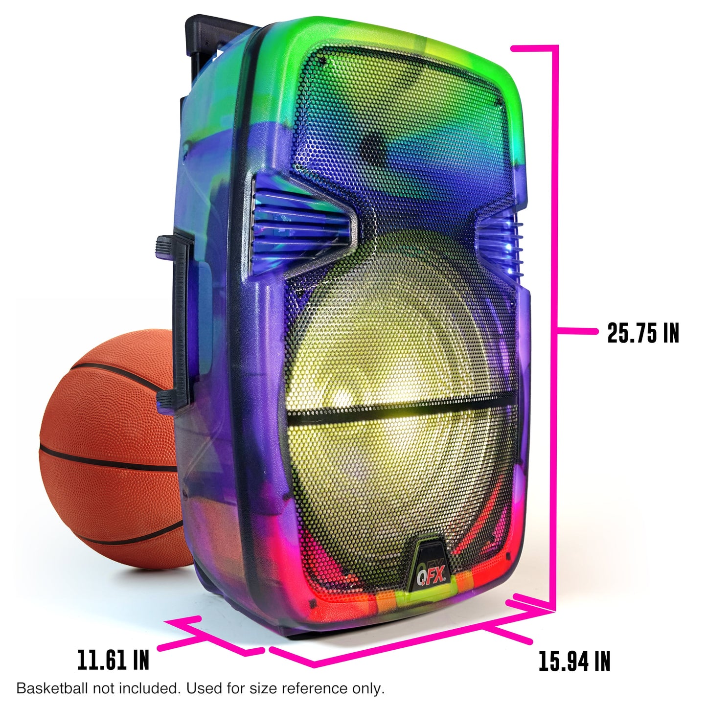 QFX Wireless Bluetooth Rechargeable Portable Speaker with Party Lights, Multicolor, TMS-1560