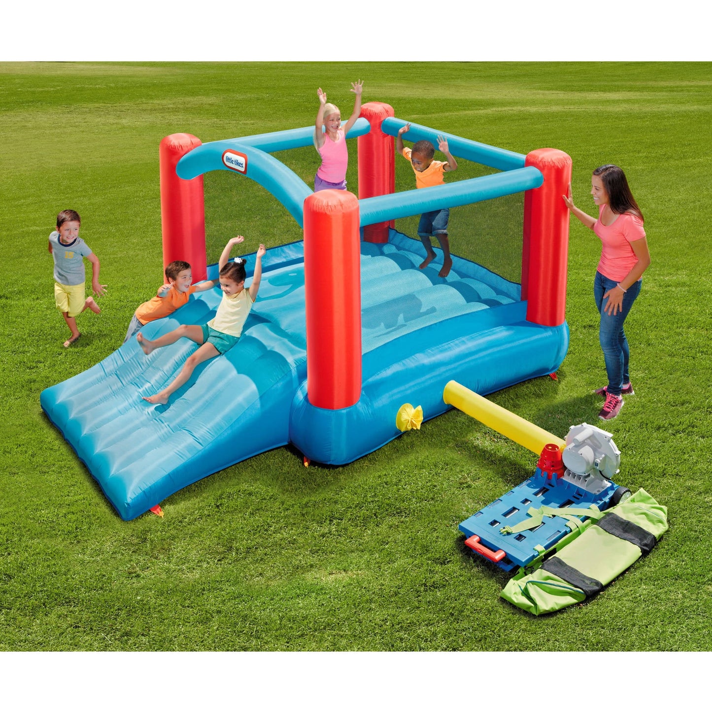 Little Tikes Pack 'n Roll 7'x7' Inflatable Bounce House with Slide, Multi-color, for Ages 3+
