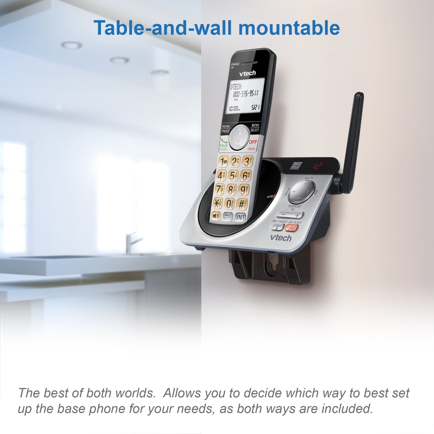 VTech CS5229-2 2 Handset Extended Range DECT 6.0 Cordless Phone with Answering System (Silver/Black)