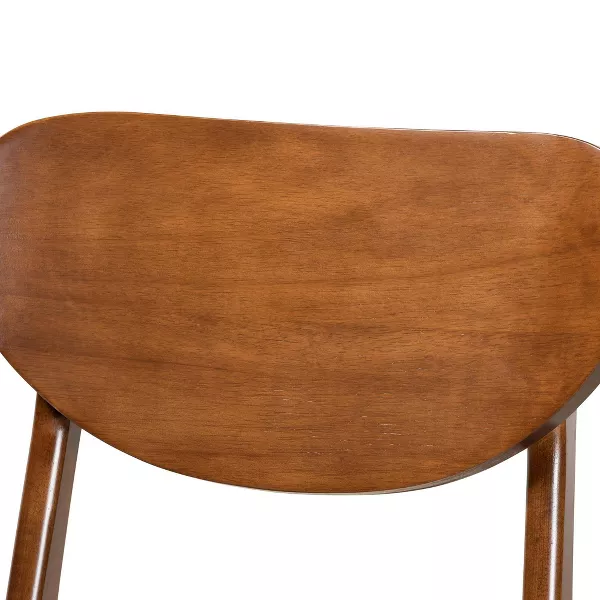 2pc Katya Wood Dining Chair Set Brown - Baxton Studio: Walnut Finish, Curved Backrest, Upholstered Seat