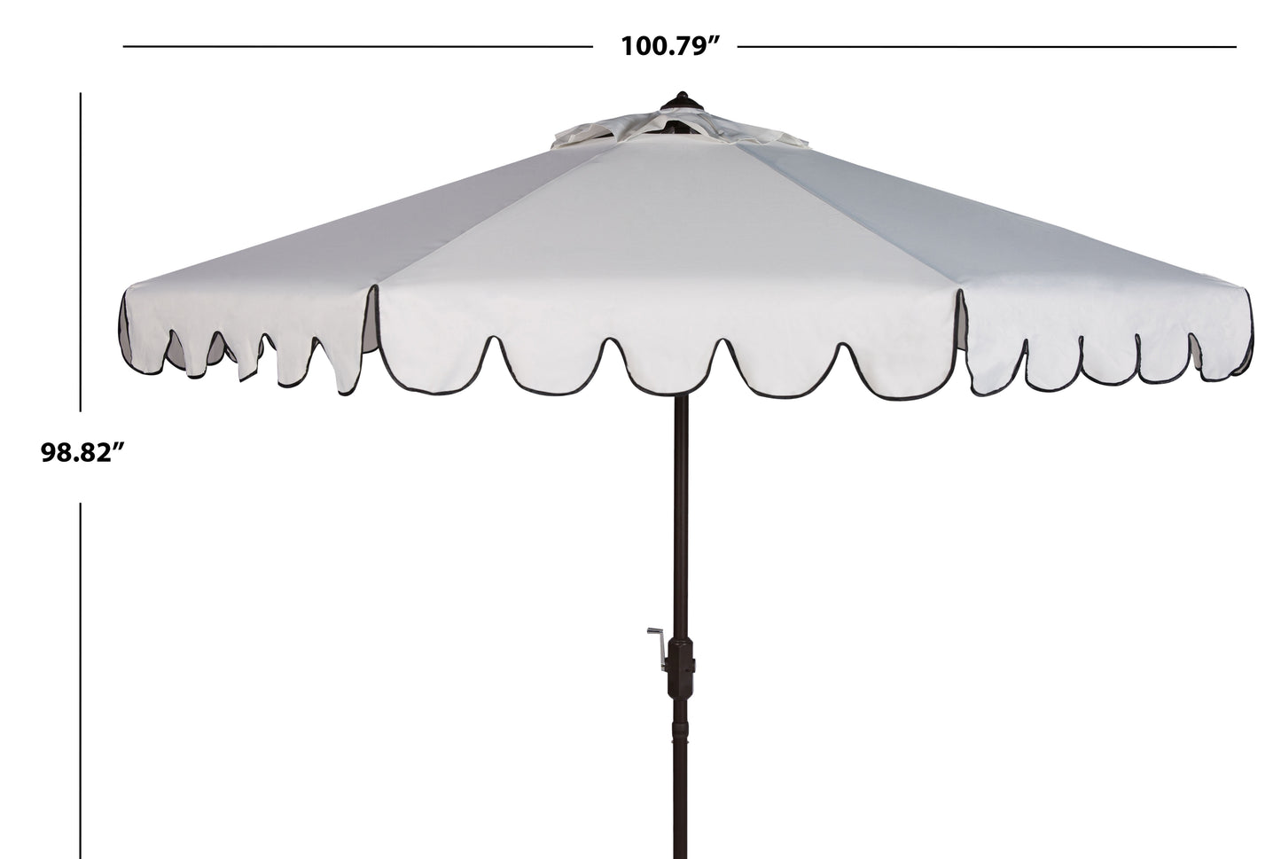 Safavieh Venice 9' Market Crank Tilt Patio Umbrella, White/Black