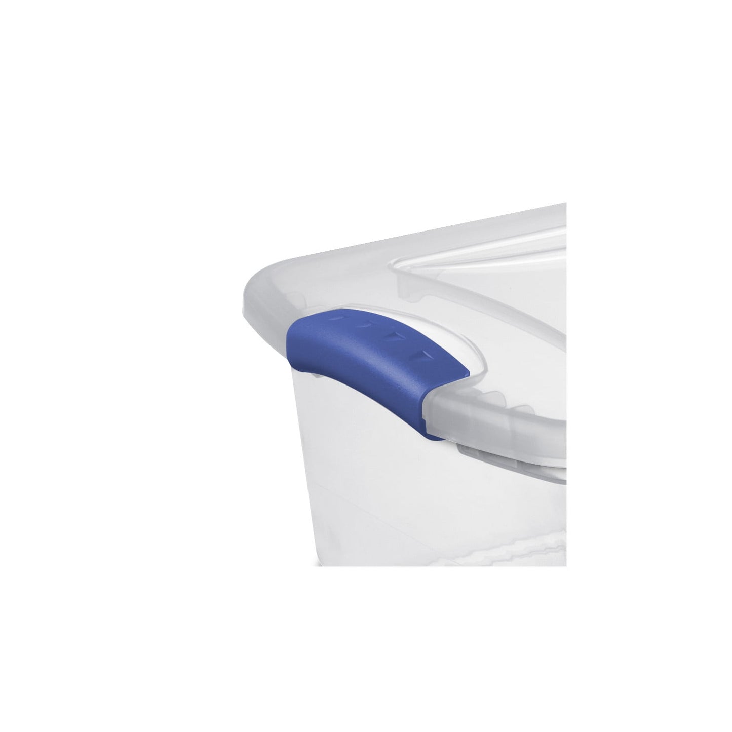 Sterilite 15 Quart Latch Box, Clear Plastic Storage Bin with Clear Lid, Blue, 10 Pack