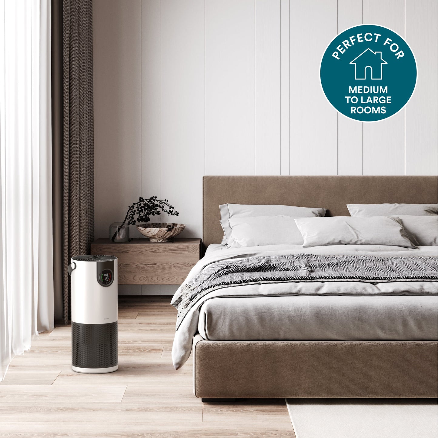 Homedics® 2-in-1 Air Purifier &  Humidifier, with Digital Particle Sensor, Color-Coded Indoor Air quality
