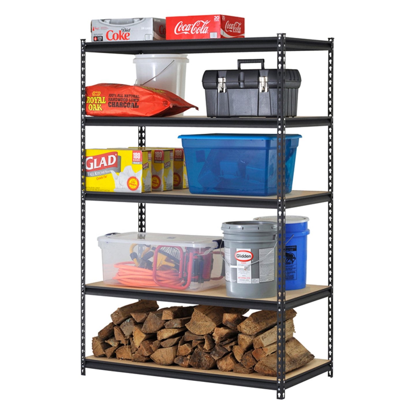 Muscle Rack 48"W x 18"D x 72"H, 5-Tier Steel Shelving, 4,000 lbs. Total Capacity; Black