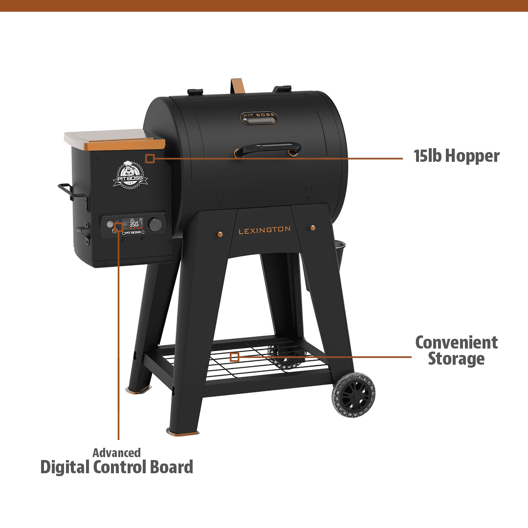 Pit Boss Lexington 500 Sq in Wood Fired Pellet Grill and Smoker – Onyx Series