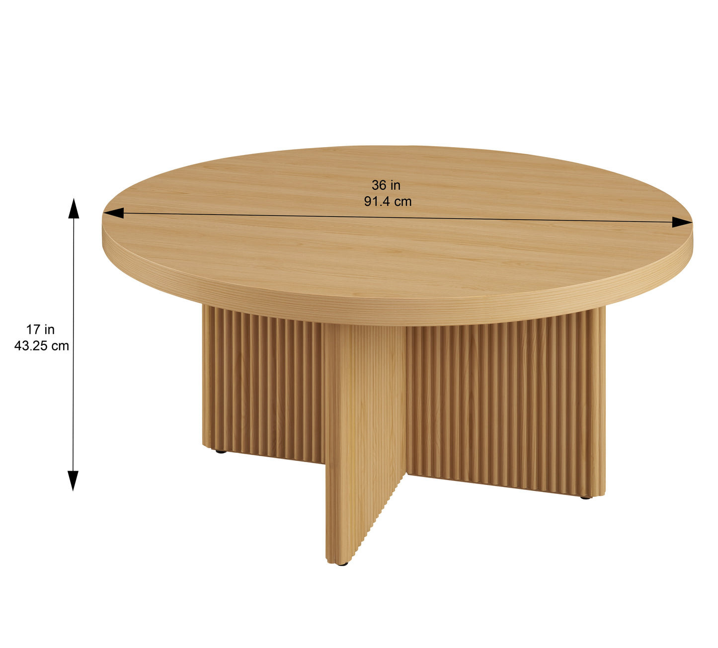 Better Homes & Gardens Lillian Fluted Coffee Table, Natural Pine Finish