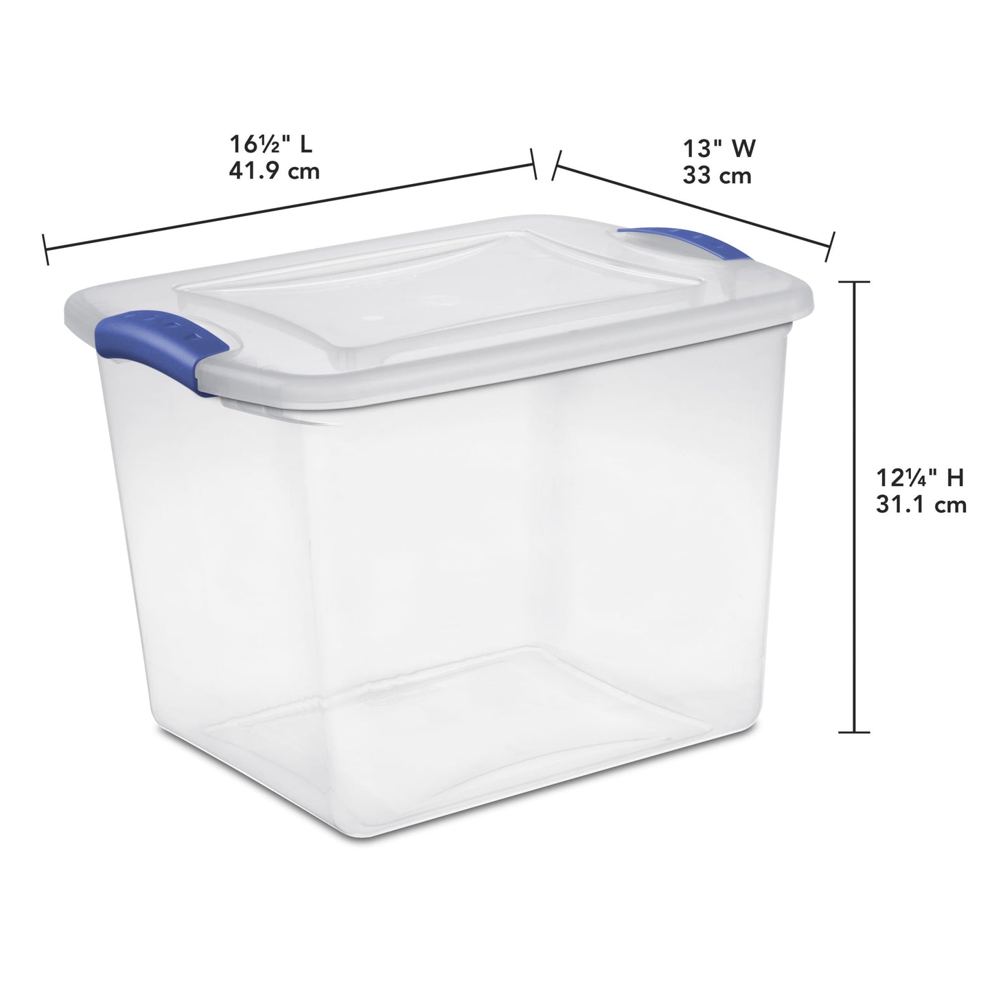 Sterilite 27 Quart Clear Plastic Storage Container with Latch Lid, Blue, 10 Pack