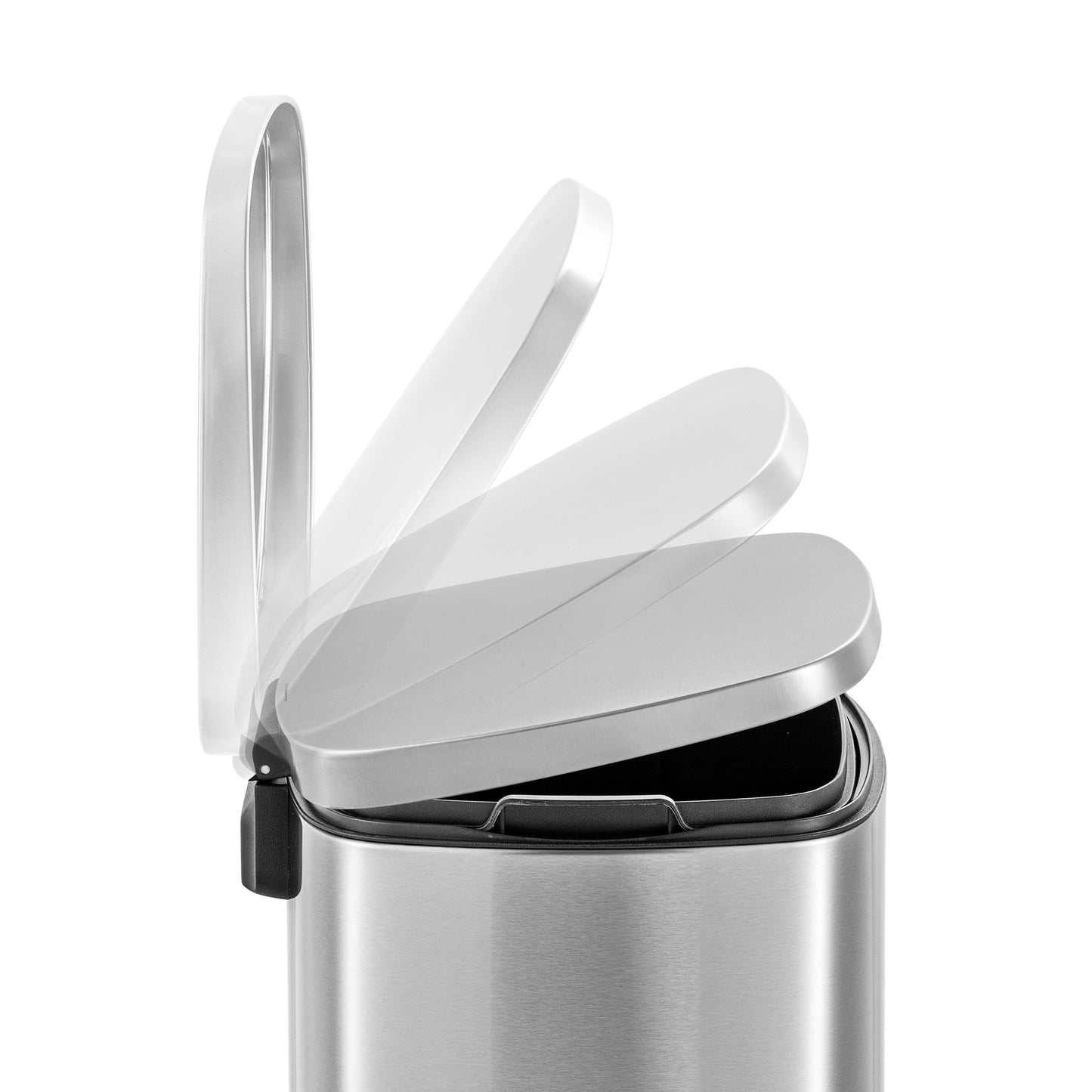 Qualiazero 13.2 Gallon Trash Can, Rectangular Step On Kitchen Trash Can, Silver