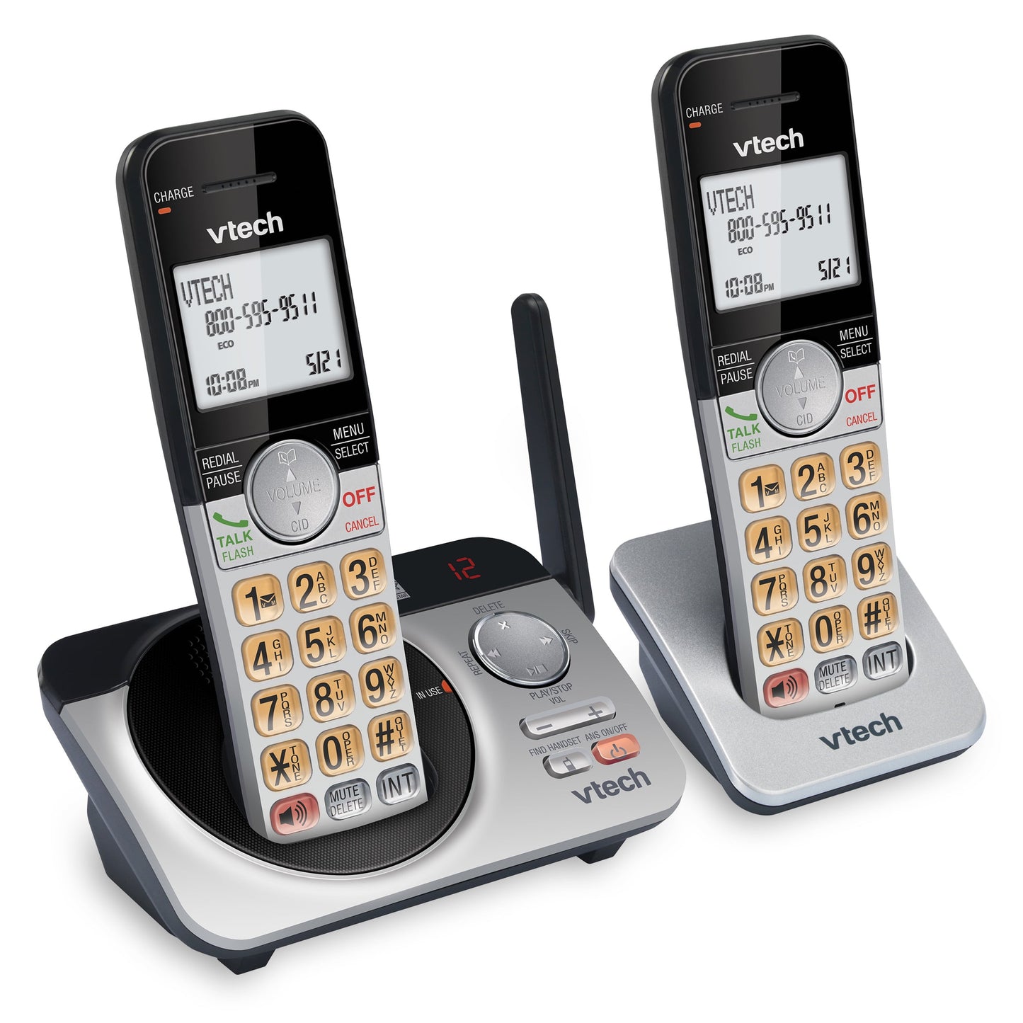 VTech CS5229-2 2 Handset Extended Range DECT 6.0 Cordless Phone with Answering System (Silver/Black)