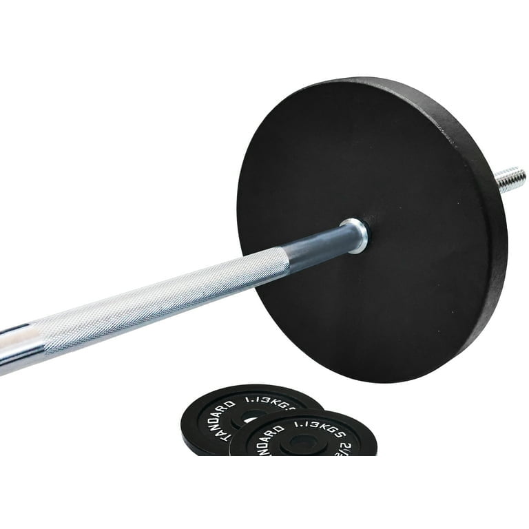 BalanceFrom Cast Iron Standard Weight Including 5FT Sectional Standard Barbell with Star Locks, 95-Pound Set