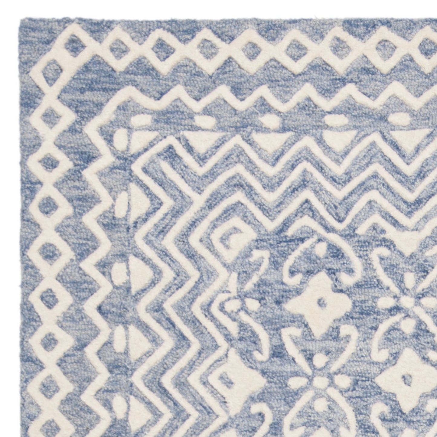 SAFAVIEH Blossom Azura Geometric Wool Area Rug, Blue/Ivory, 8' x 10'