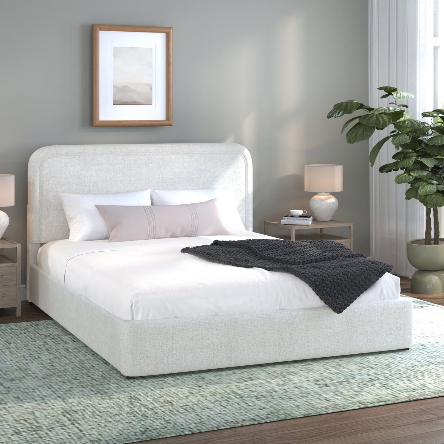 Better Homes & Gardens Juliet Full Boucle Platform Bed, Ivory