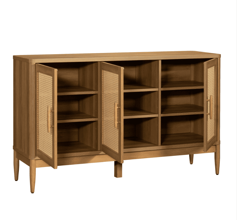 Better Homes & Gardens Springwood Caning Sideboard, Light Honey Finish