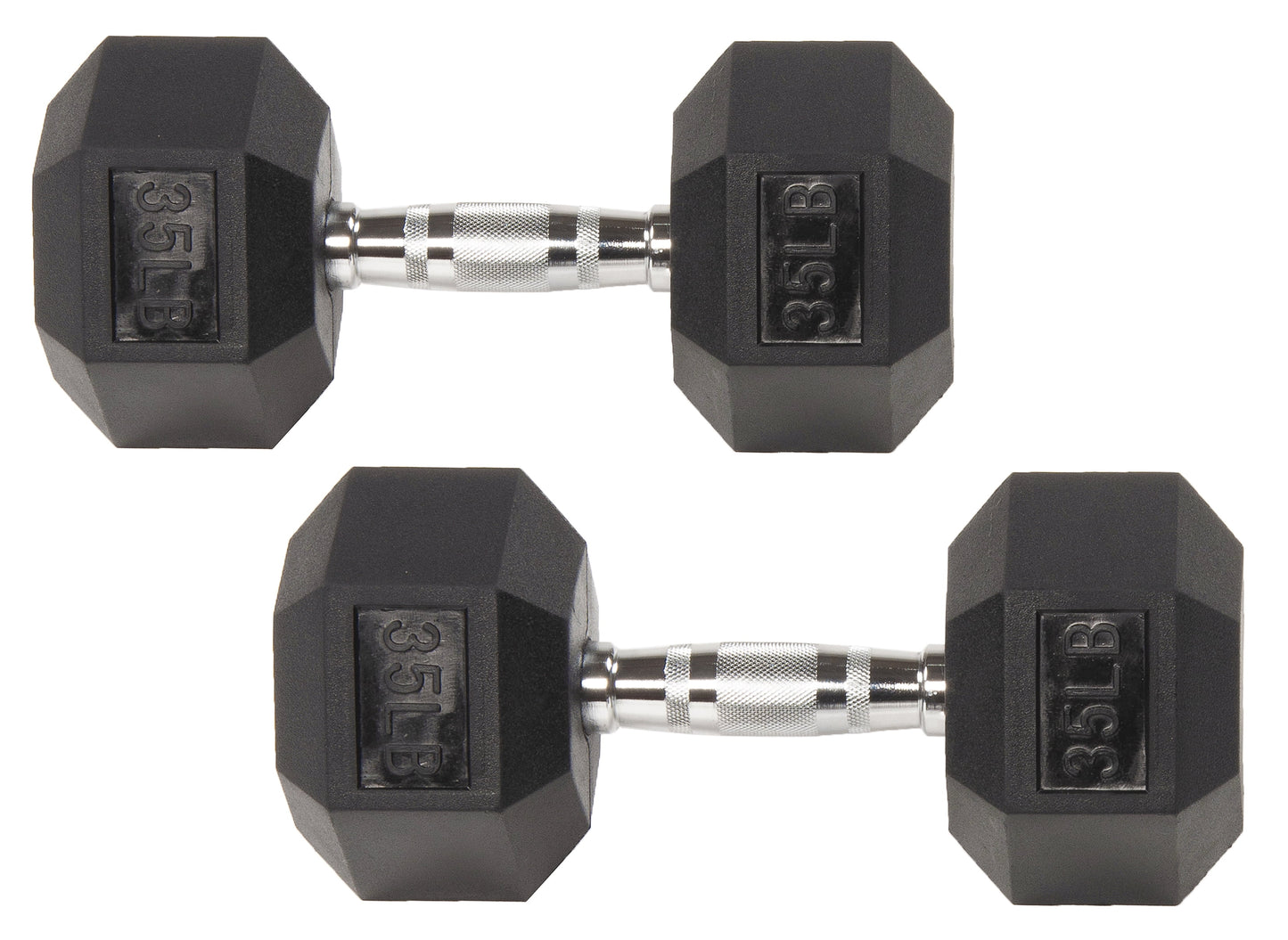 BalanceFrom Rubber Encased Hex Dumbbells, 35 lbs Pair, Black