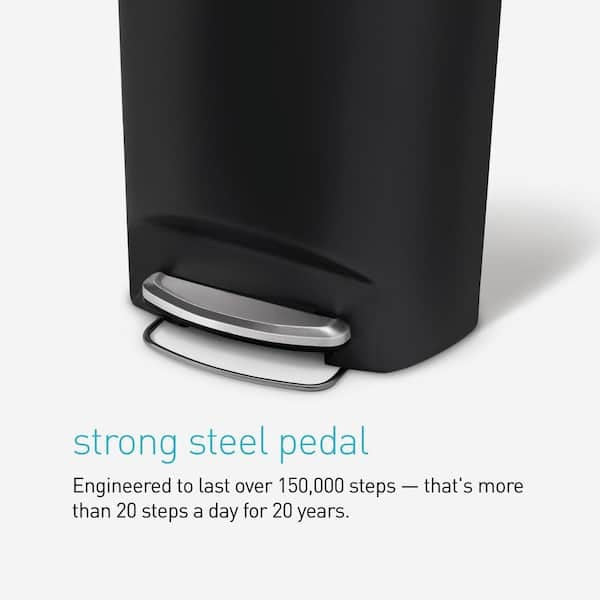 simplehuman 13gal Kitchen Step Trash Can with Soft Close Locking Lid Black Plastic Semi Round Garbage Can