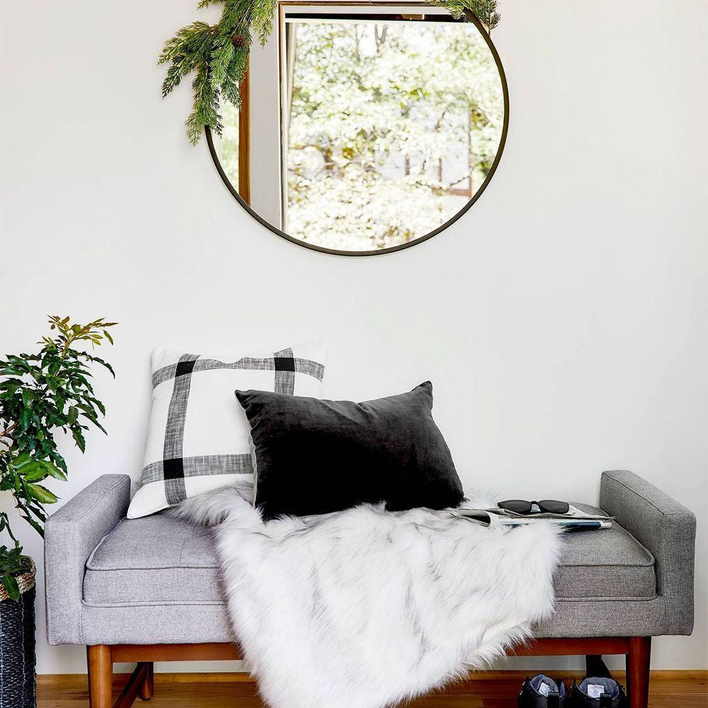 28" Round Decorative Wall Mirror Black - Project 62: Modern Steel Frame, Wall Mount
