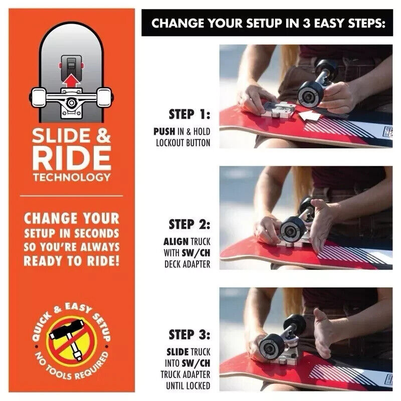 Swichboard 2-in-1 Trick and Cruiser 31" Deck Complete Skateboard Set - Red