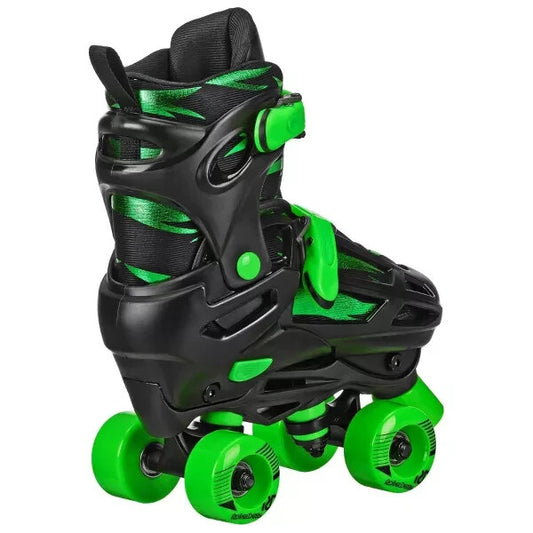 Roller Derby Green Wire Kids' Adjustable Inline-Quad Combo Skates - Black/Green M (3-6)