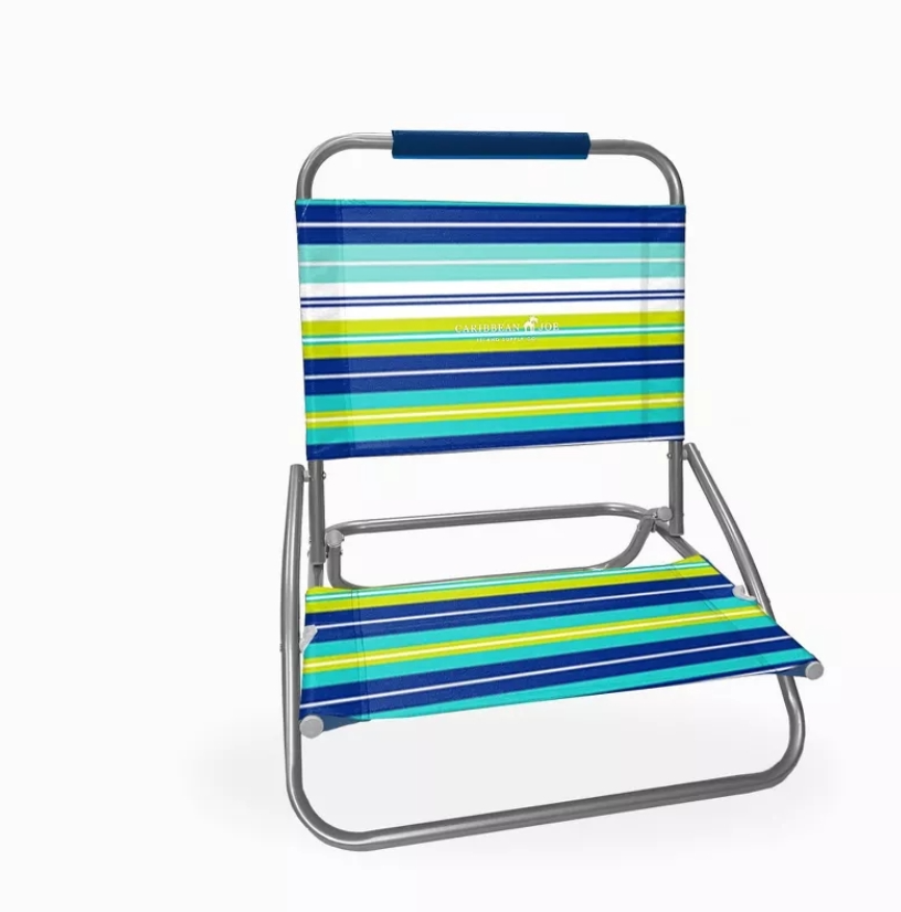 Caribbean Joe Low Steel Outdoor Portable Beach Chair